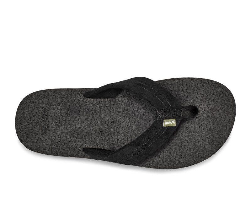 Sanuk Beer Cozy Stacker Suede Men's Flip Flops Black | Canada 260DFM